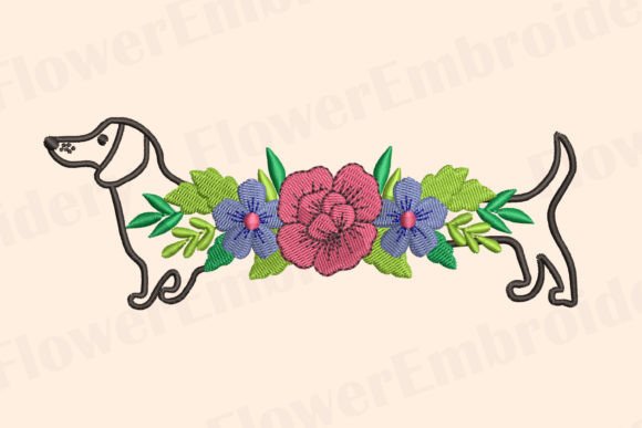 Daschund Dog: A Charming Embroidery Design for Gifts